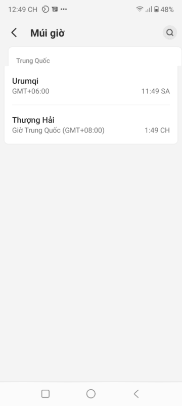 Thay đổi múi giờ trên android