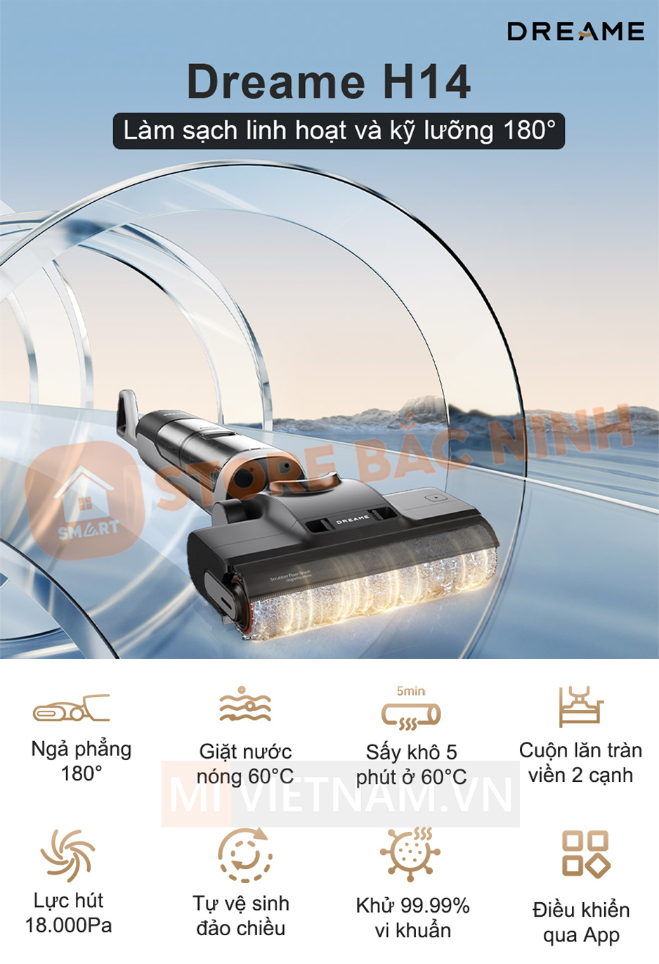 Máy Hút Bụi Lau Nhà Cầm Tay Khô Và Ướt Dreame H14