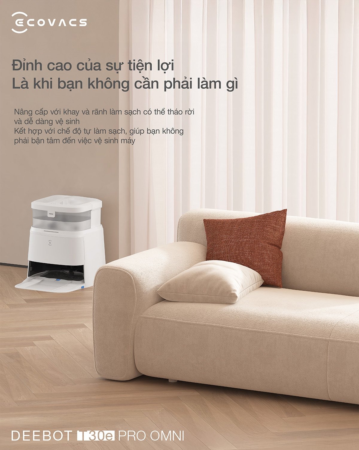 Robot hút bụi Ecovacs T30e Pro Omni