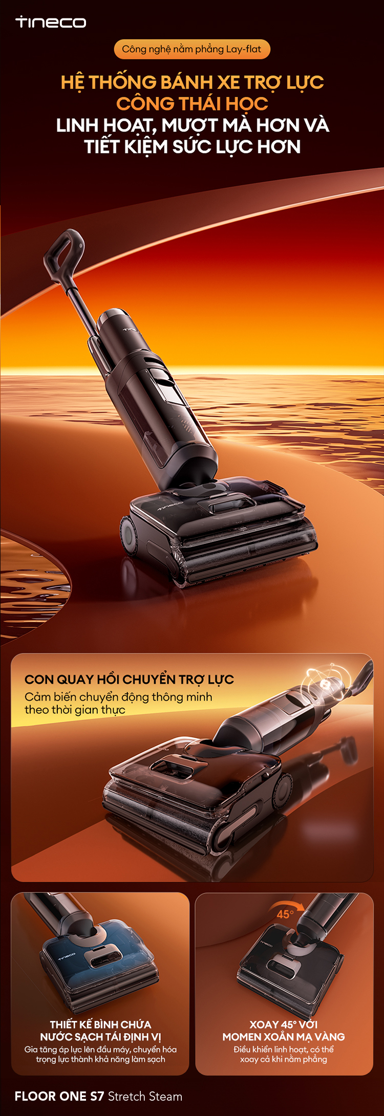 Máy hút bụi lau nhà cầm tay Tineco Floor One S7 Stretch Steam