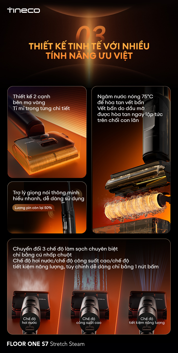 Máy hút bụi lau nhà cầm tay Tineco Floor One S7 Stretch Steam