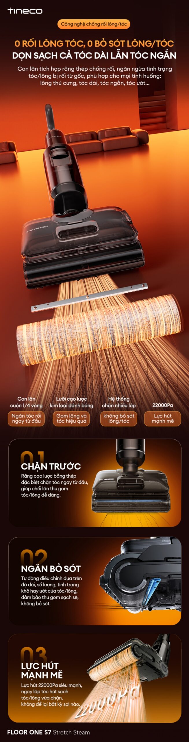 Máy hút bụi lau nhà cầm tay Tineco Floor One S7 Stretch Steam