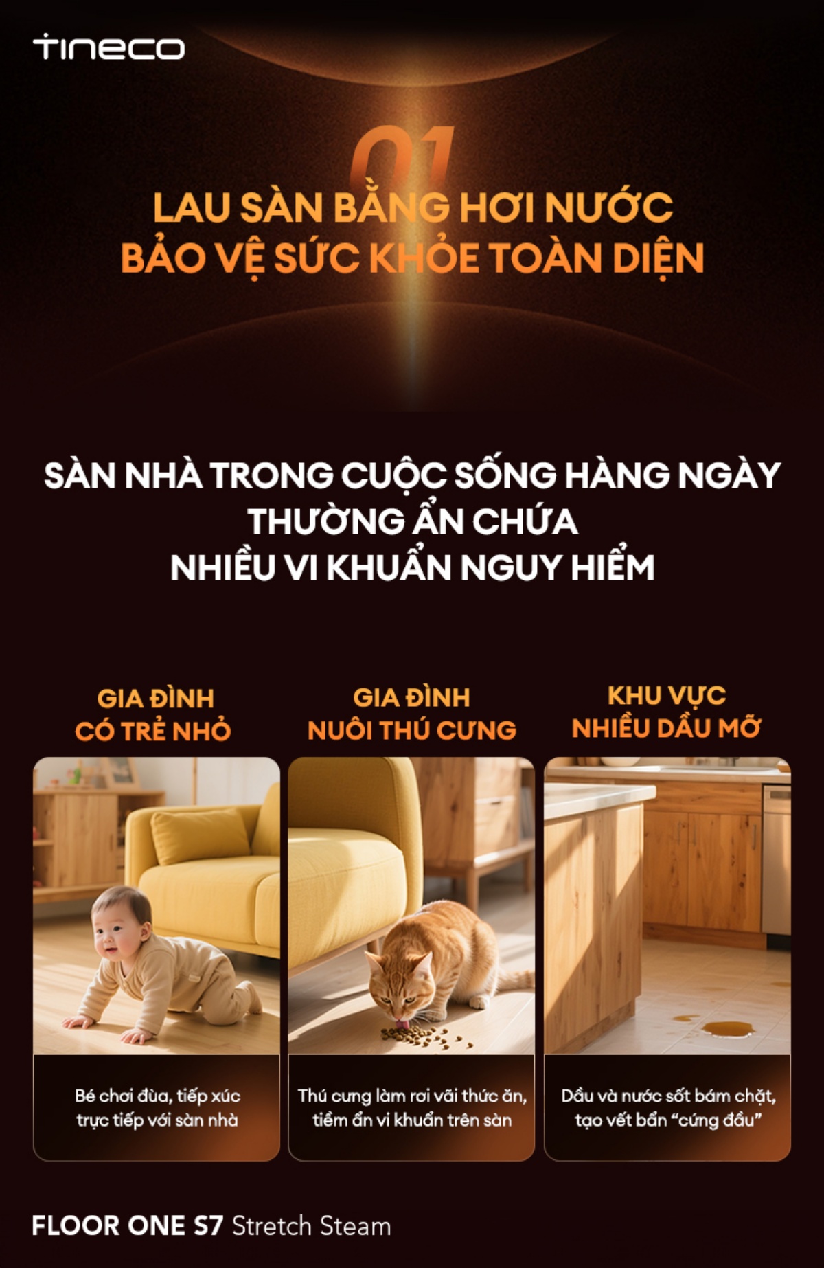 Máy hút bụi lau nhà cầm tay Tineco Floor One S7 Stretch Steam