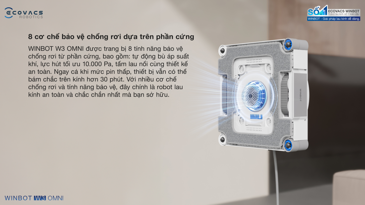 Robot lau kính Ecovacs Winbot W3 Omni 2026