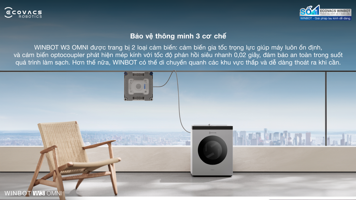 Robot lau kính Ecovacs Winbot W3 Omni 2026