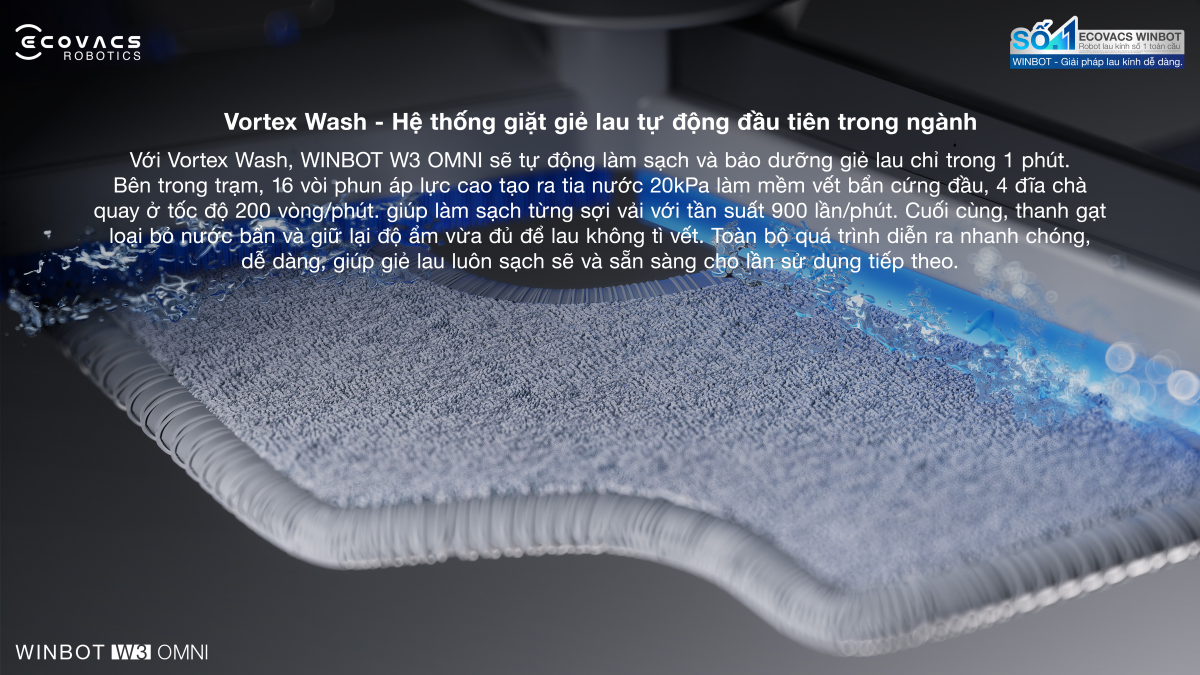 Robot lau kính Ecovacs Winbot W3 Omni 2026