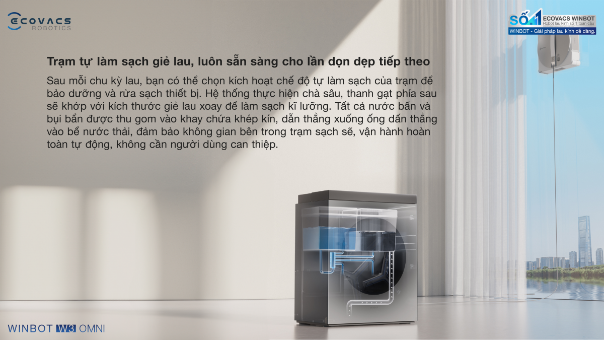 Robot lau kính Ecovacs Winbot W3 Omni 2026