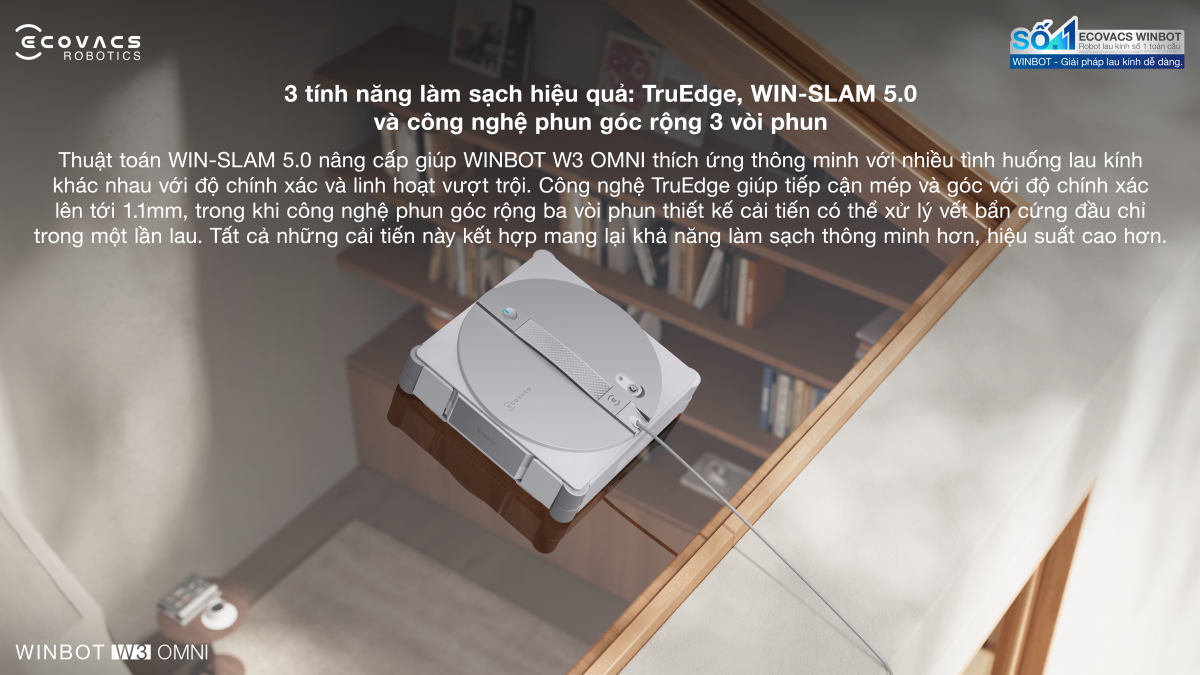 Robot lau kính Ecovacs Winbot W3 Omni 2026