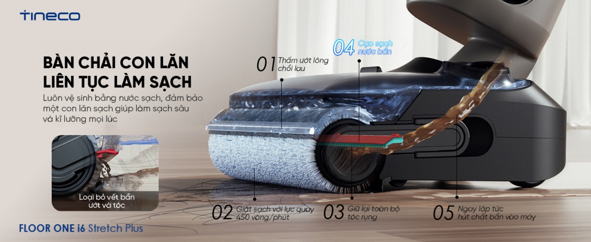 Máy hút bụi lau sàn khô ướt Tineco Floor One i6 Stretch Plus