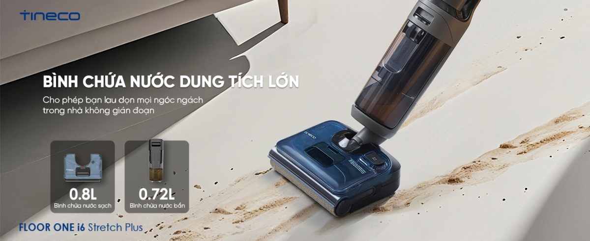 Máy hút bụi lau sàn khô ướt Tineco Floor One i6 Stretch Plus