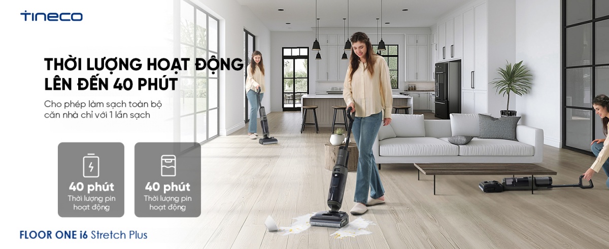 Máy hút bụi lau sàn khô ướt Tineco Floor One i6 Stretch Plus