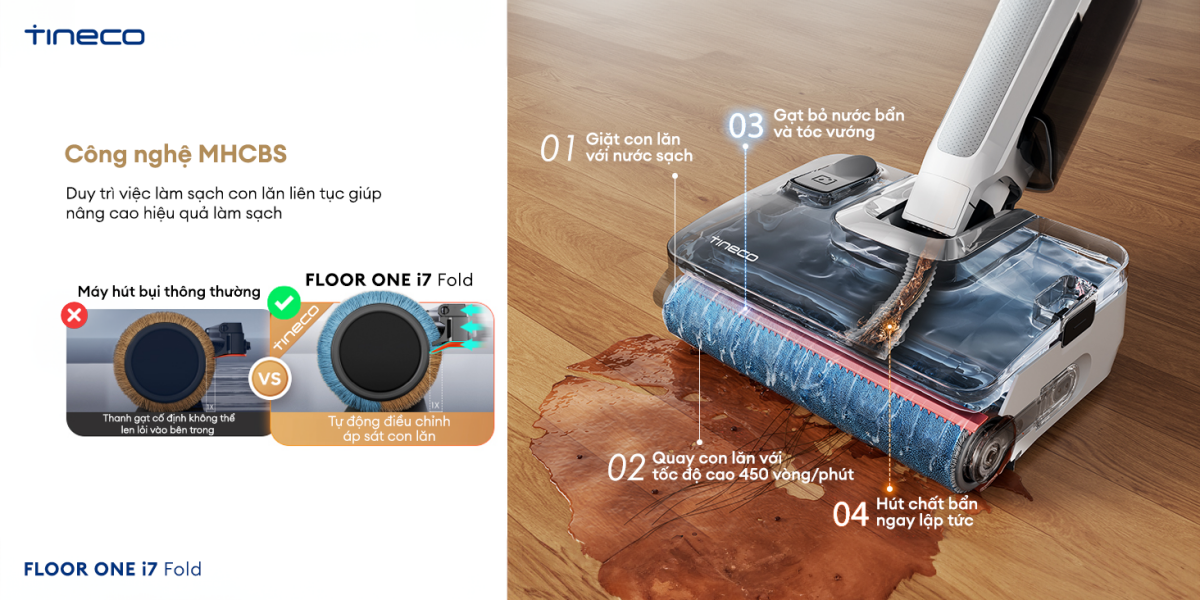 Máy hút bụi lau sàn khô ướt Tineco FLOOR ONE i7 Fold