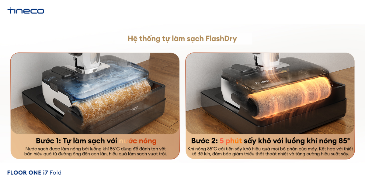 Máy hút bụi lau sàn khô ướt Tineco FLOOR ONE i7 Fold