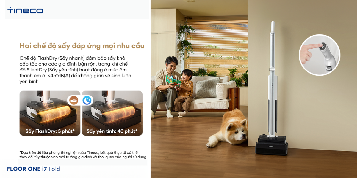 Máy hút bụi lau sàn khô ướt Tineco FLOOR ONE i7 Fold