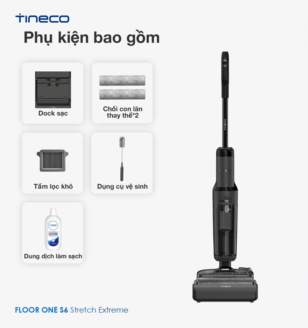 Máy hút bụi lau sàn khô ướt Tineco FLOOR ONE S6 Stretch Extreme