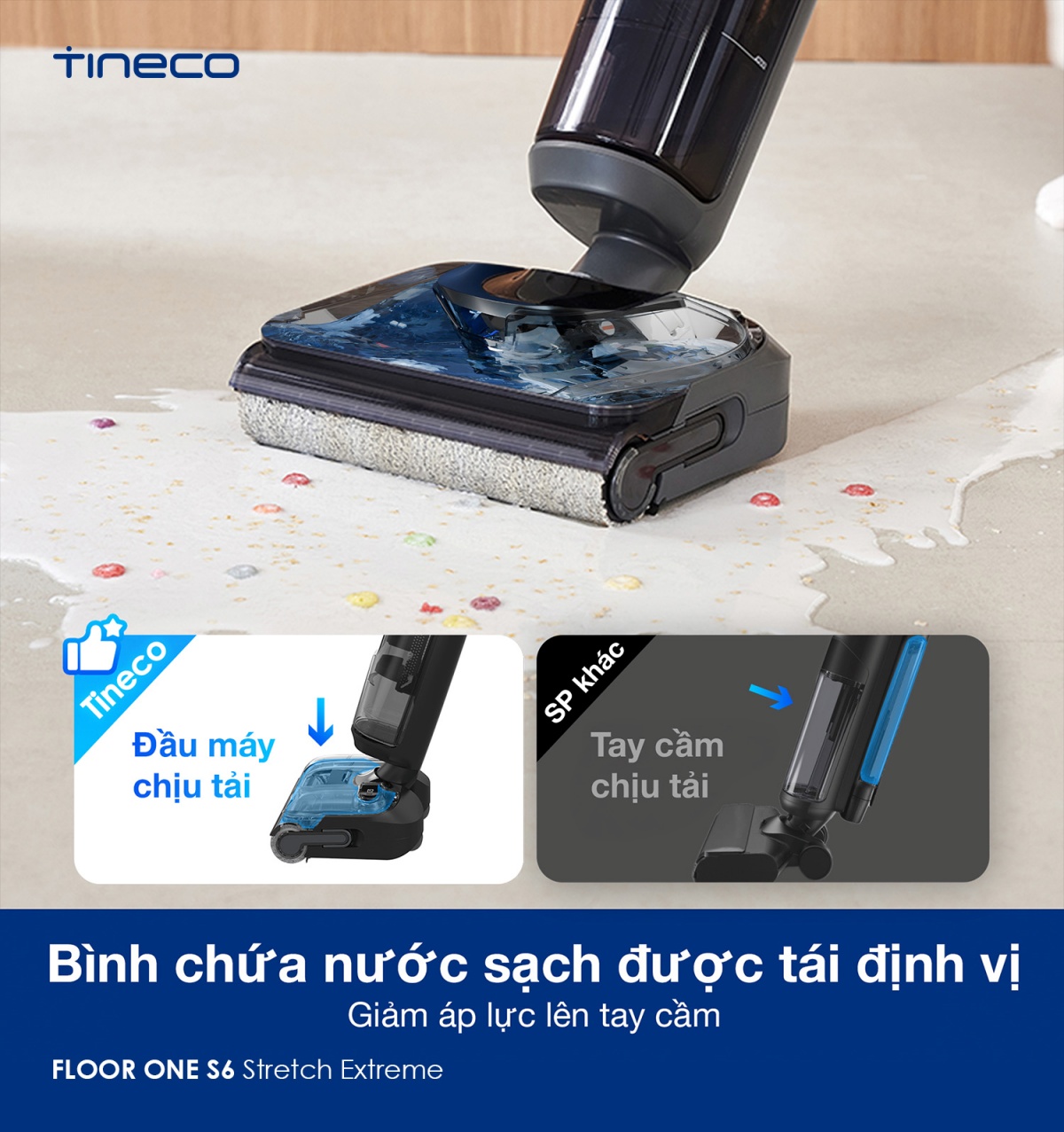 Máy hút bụi lau sàn khô ướt Tineco FLOOR ONE S6 Stretch Extreme