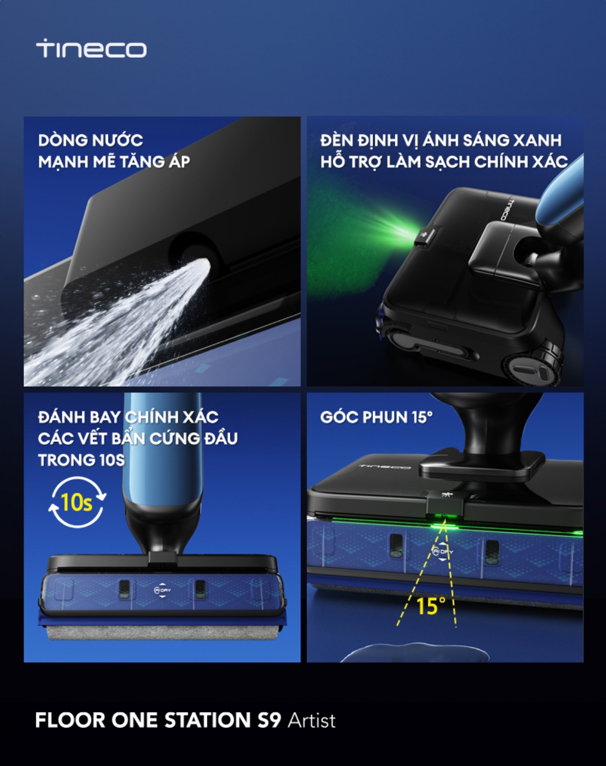 Máy hút bụi lau sàn khô ướt Tineco Floor One Station S9 Artist