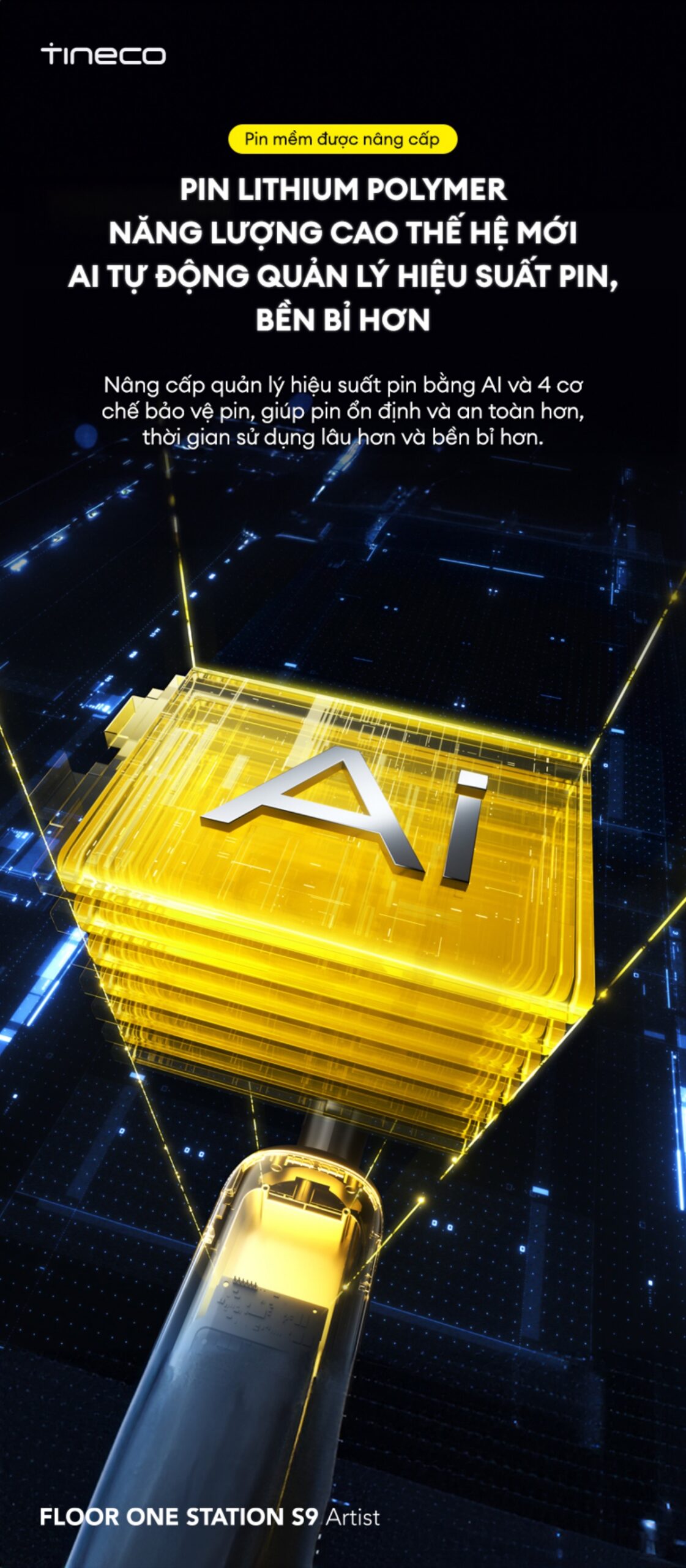Máy hút bụi lau sàn khô ướt Tineco Floor One Station S9 Artist