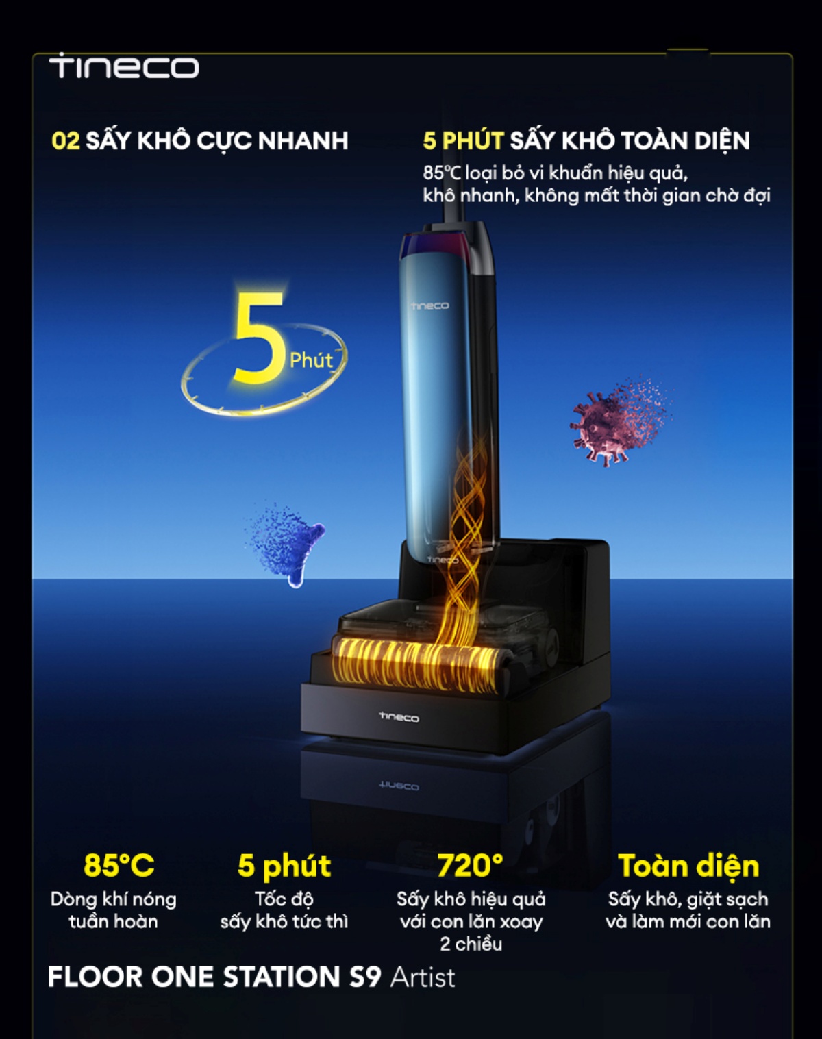 Máy hút bụi lau sàn khô ướt Tineco Floor One Station S9 Artist