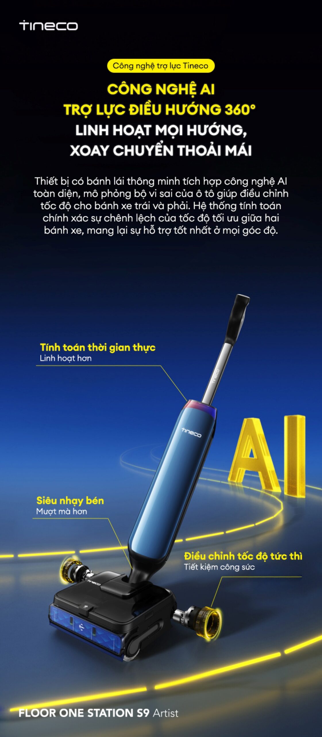 Máy hút bụi lau sàn khô ướt Tineco Floor One Station S9 Artist