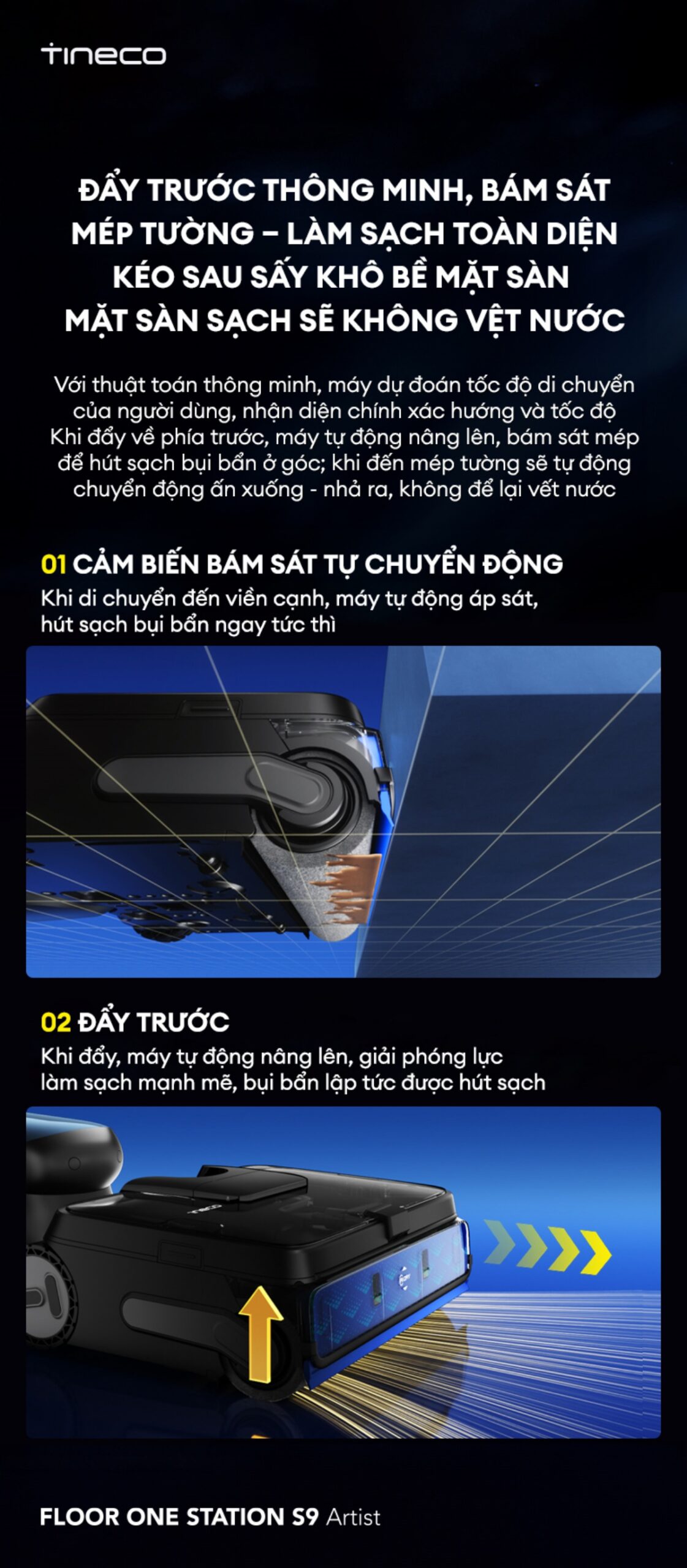 Máy hút bụi lau sàn khô ướt Tineco Floor One Station S9 Artist