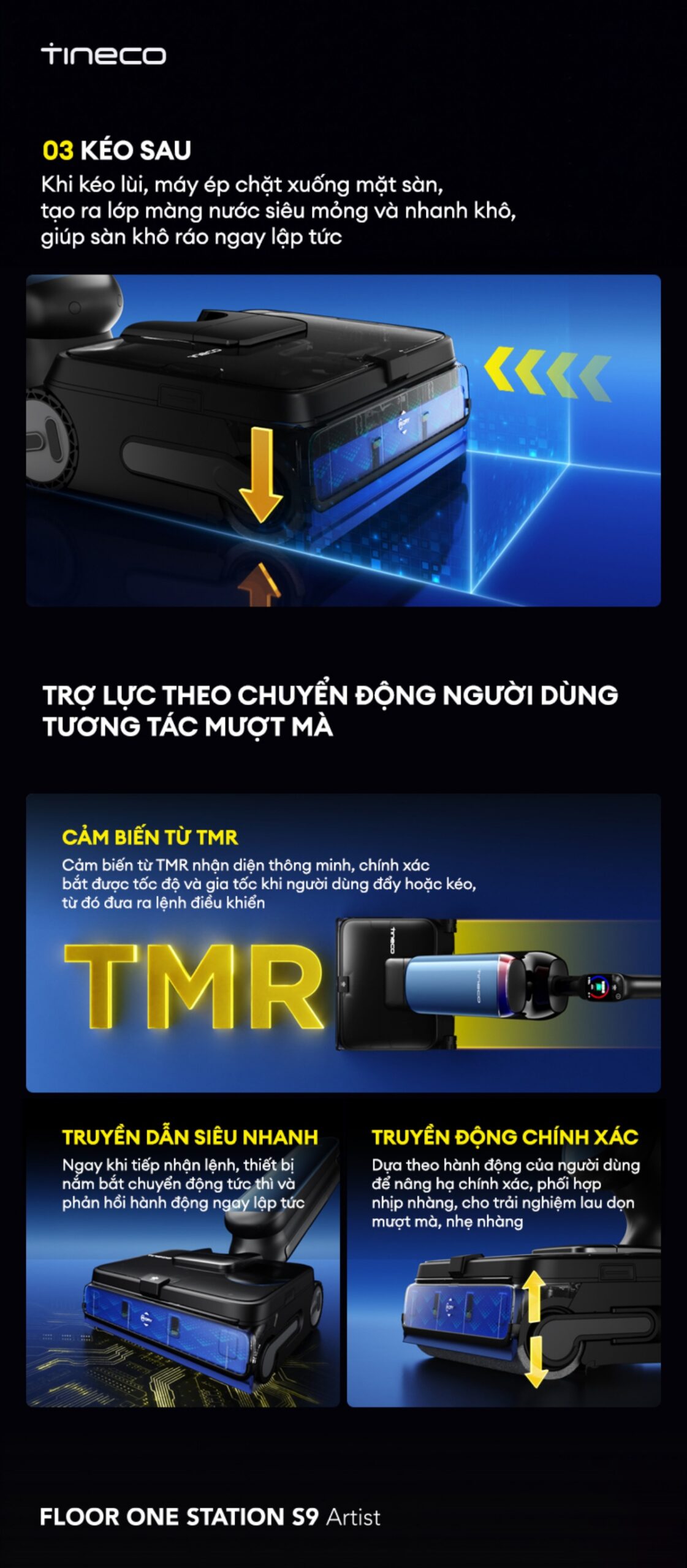 Máy hút bụi lau sàn khô ướt Tineco Floor One Station S9 Artist