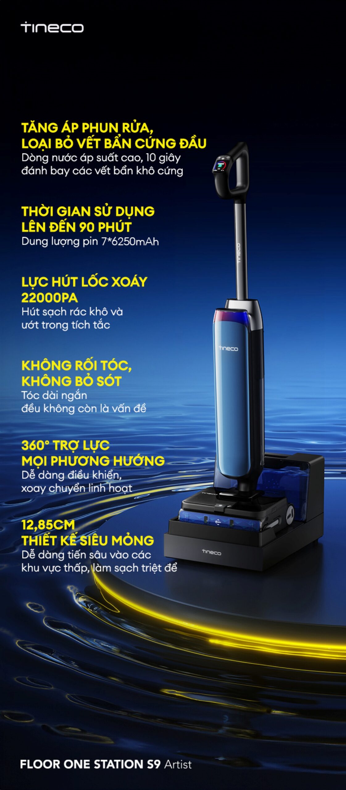 Máy hút bụi lau sàn khô ướt Tineco Floor One Station S9 Artist