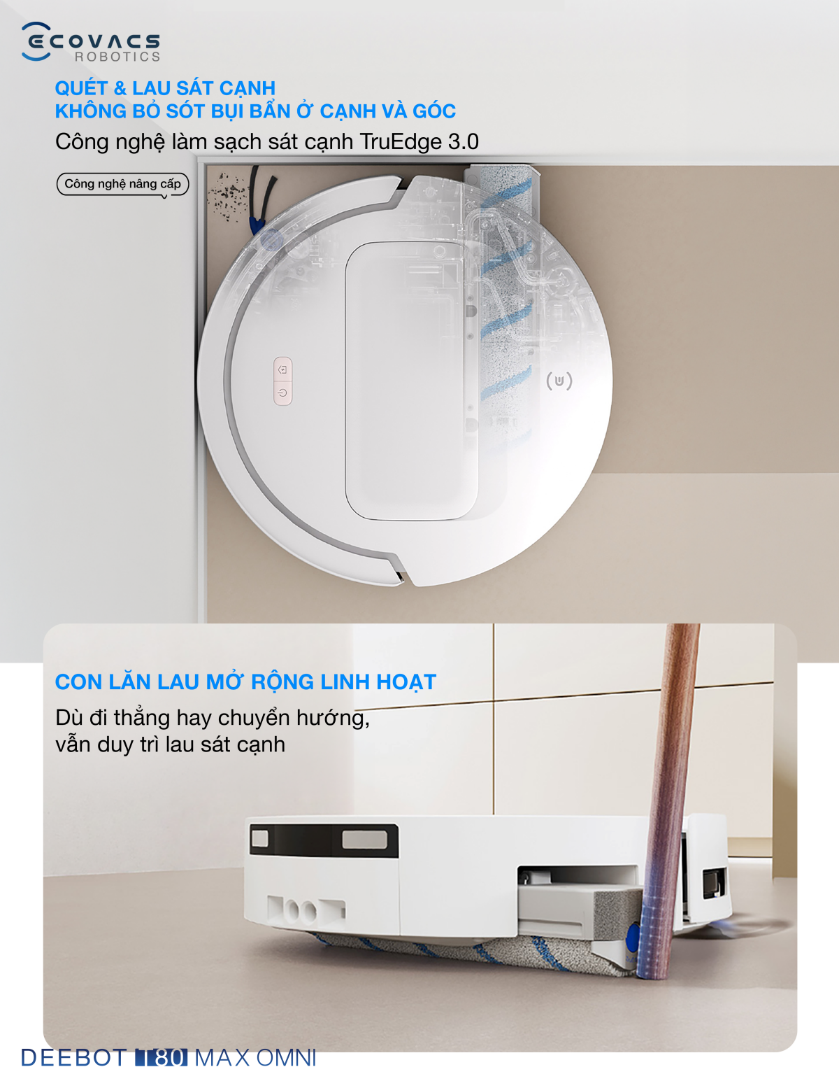 Robot hút bụi lau nhà Ecovacs Deebot T80 Max Omni