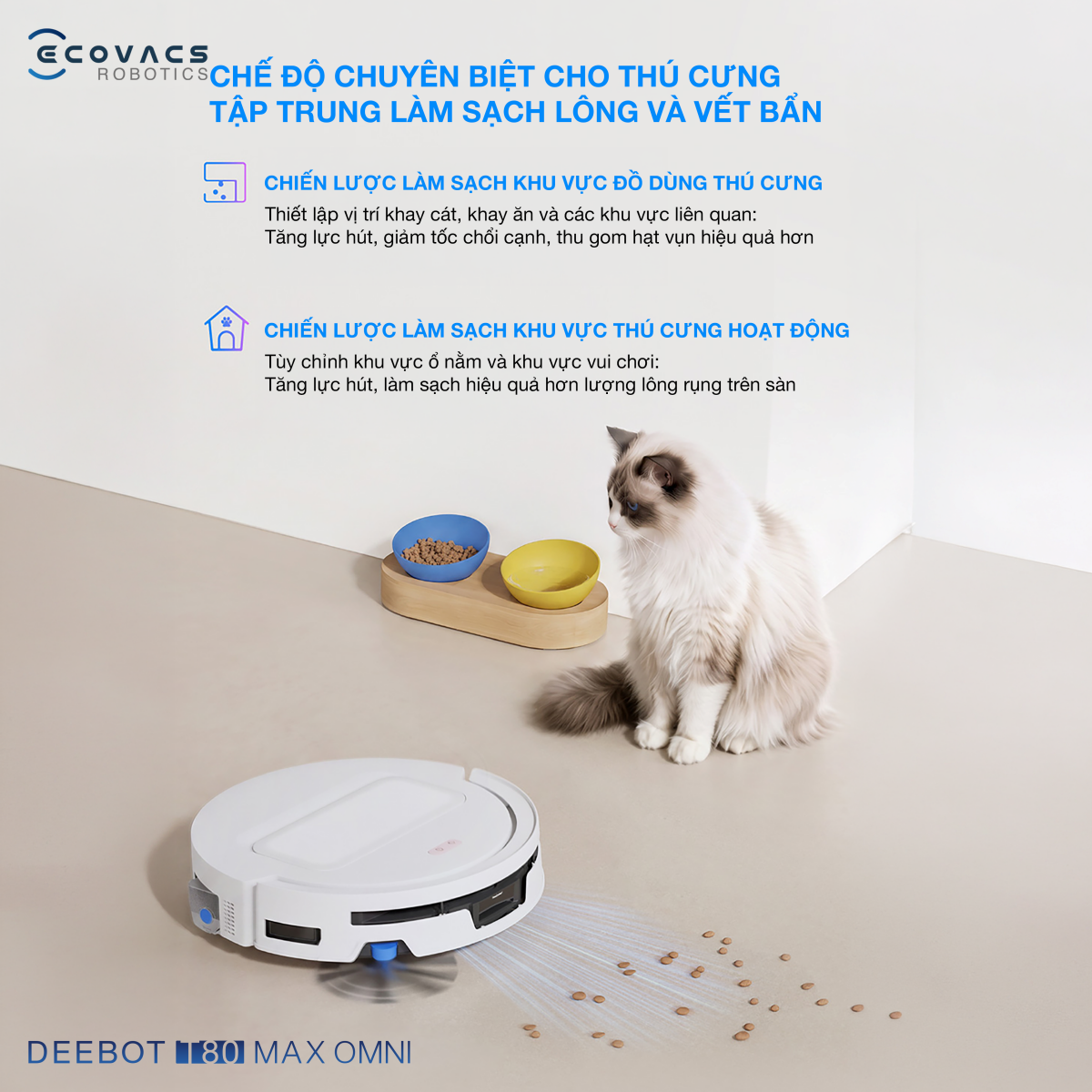 Robot hút bụi lau nhà Ecovacs Deebot T80 Max Omni